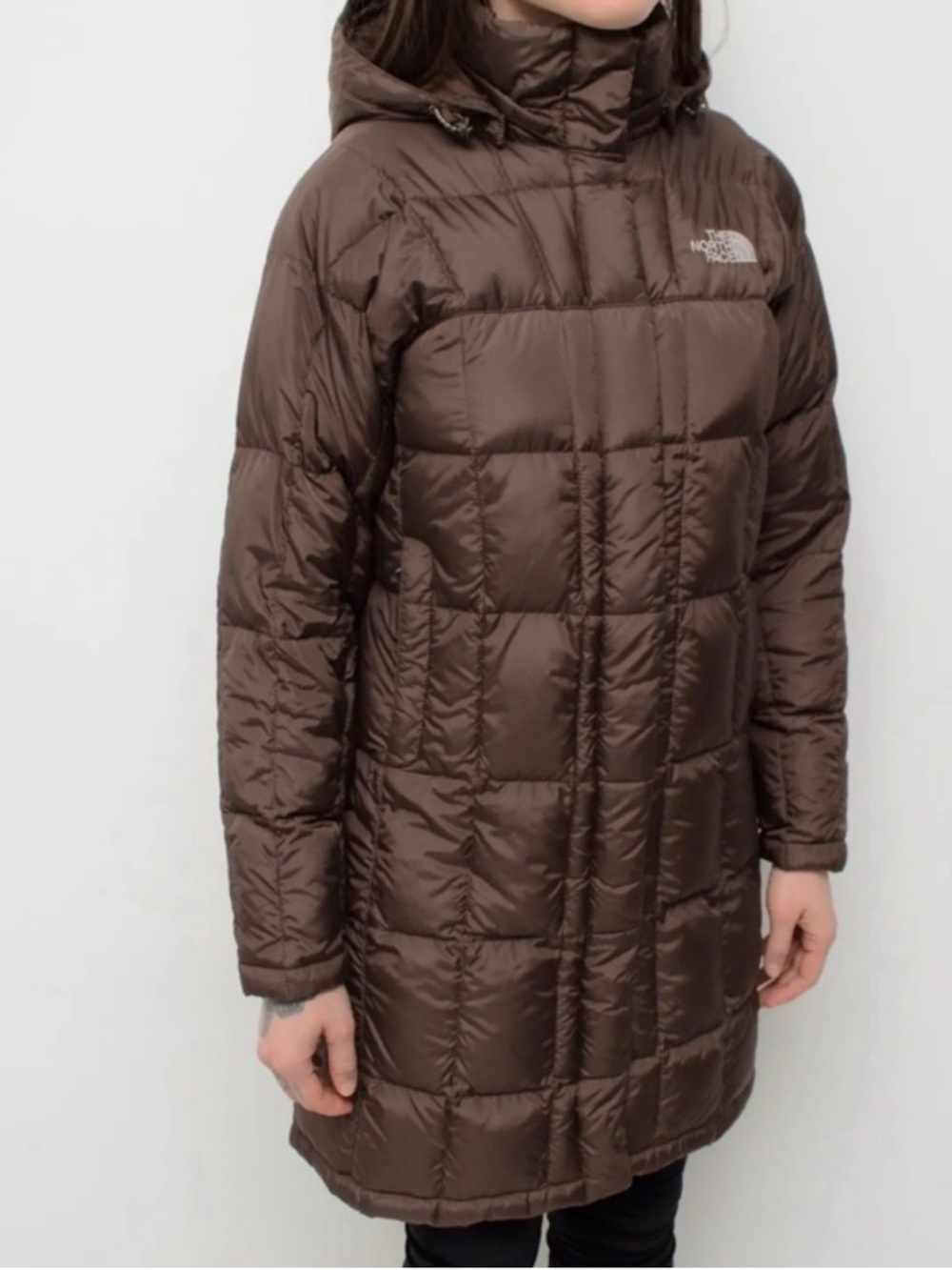 The North Face Parka 600 Down Metropolis Hooded Long Puffer Coat Brown Size M - Picture 9 of 10